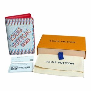 NEW Louis Vuitton Pocket Organizer White Red Damier Spray Bifold Wallet M81468